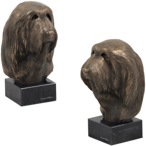 Bearded Collie, Highland Collie - Hundestatuette, Büste auf Steinsockel, Skulptur, Trophäe für eine Hundeausstellung von Art-Dog