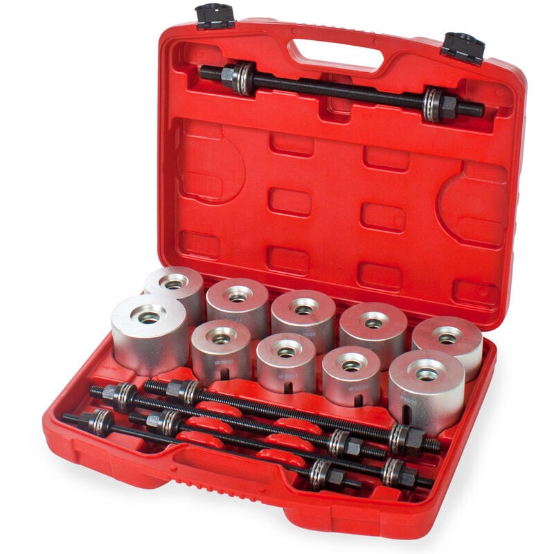 Tectake - Bearing puller / press 27 PC tool set - bearing puller, bearing press, wheel bearing press - grey