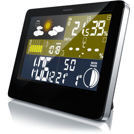 BEARWARE Funkwetterstation mit LCD Farbdisplay inkl. Außensensor & Wettervorhersage-Piktogramm
