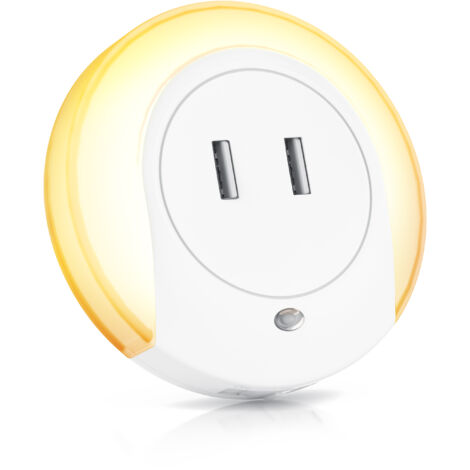 BEARWARE LED Nachtlicht, Warmweiß, Nachtlampe mit USB Ladefunktion, Helligkeits & Dämmerungssensor
