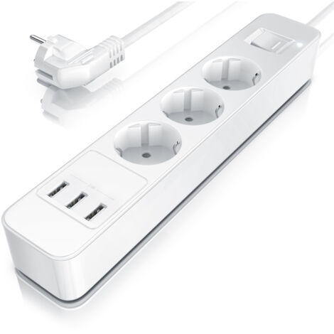 BEARWARE Steckdosenleiste Mehrfachsteckdose Steckerleiste 3680W, 3-fach