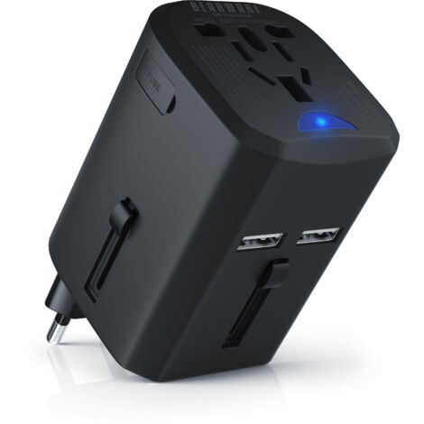 BEARWARE Universal Reiseadapter mit USB Ladestation für über 140 Länder/Regionen /2x USB Buchse