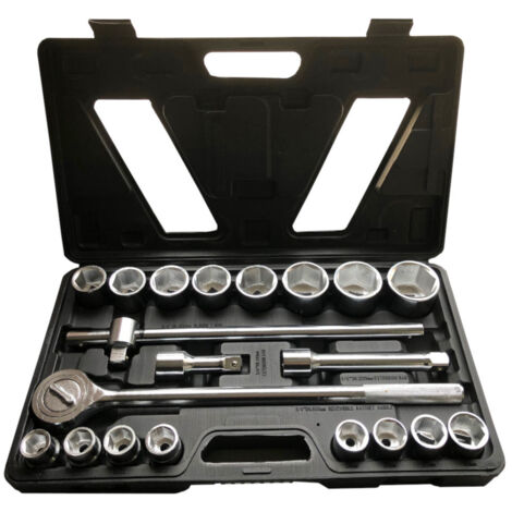 BEAST Coffret 20 pièces avec Douilles 6 Pans de 19 à 50 mm et Cliquet Réversible Spécial Poids Lourd - Valise Anti-Chocs