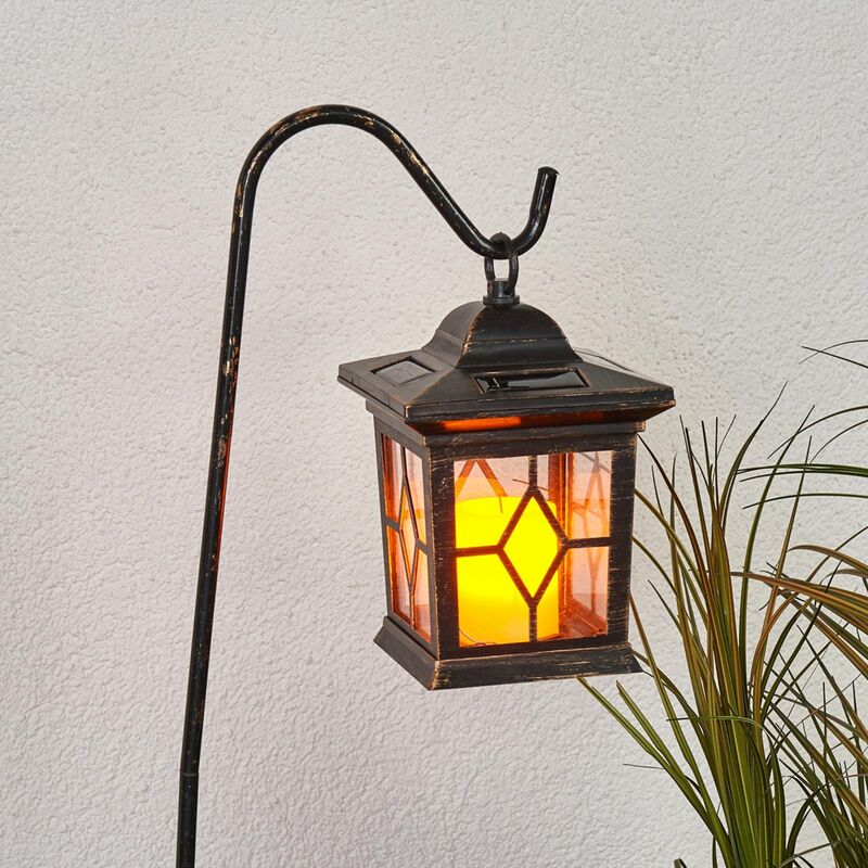 Image of Lindby Beata - set di lanterne LED solari decorative - nero oro spazzolato