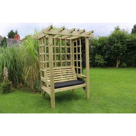 Beatrice Arbour - Sits 2, Wooden Garden Bench with Trellis - L90 x W120 x H210 cm - Minimal Assembly Required