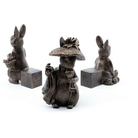Beatrix Potter Bronze Benjamin Bunny Plant Pot Feet - Set of 3 - L6 x W7 x H11 cm