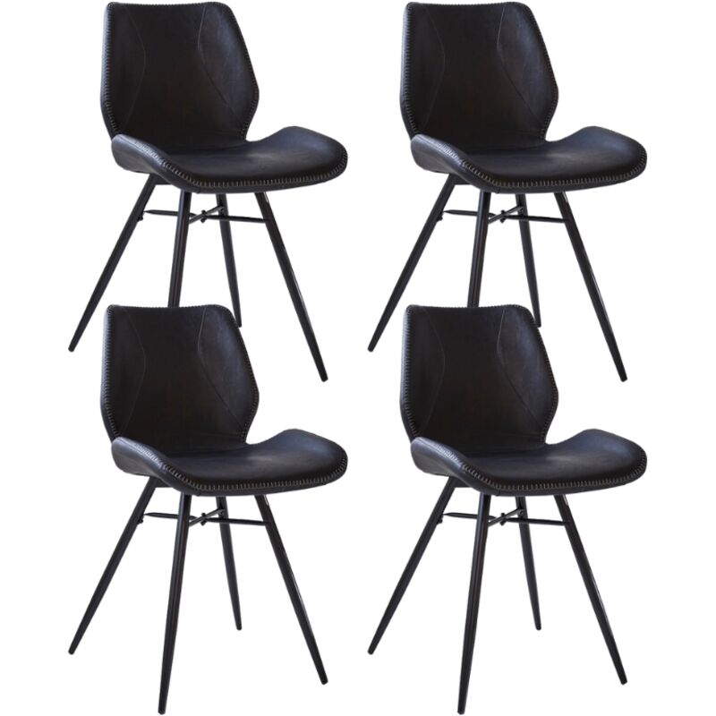 Dimehouse Beau Industrial Esszimmerstuhl Schwarzes Kunstleder - Ohne