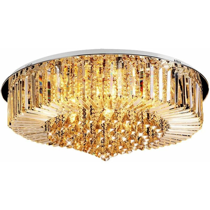 Beau Lustre Lampe Suspendue Lampe Moderne Ronde E14 à Cristaux de Cristal Dimmable Led Plafonnier Avec Télécommande, Grand Plafonnier de Plafond de