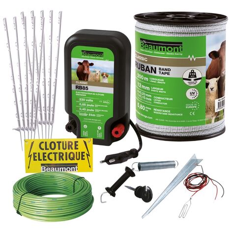 Gemi Kit Clôture Électrique Professionnel avec Électrificateur 220V + Fil 500m 6mm² + 100 Isolateurs pour Piquets Fer