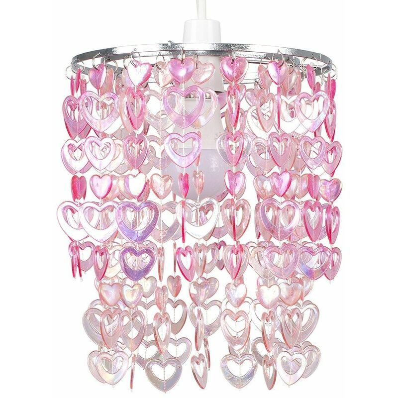 Beautiful Pretty Pink Acrylic Love Heart Beads Ceiling Pendant