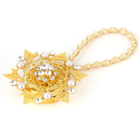 Beautiful Spring Magnetic Curtain Tiebacks Rhinestone Curtain Buckle Clips Window DecorationGold