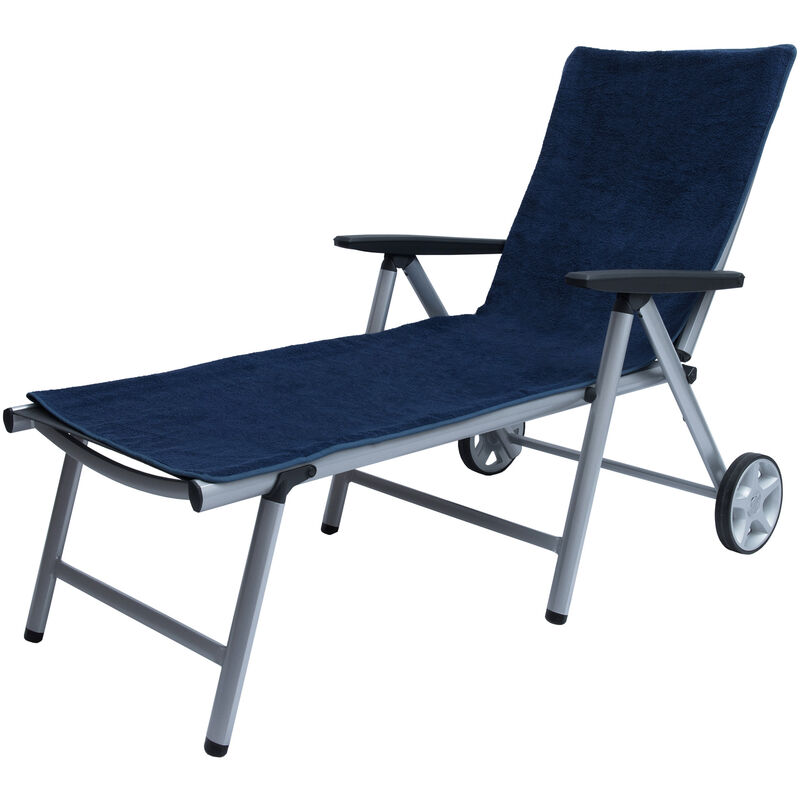 Serviette pour Bain de Soleil xl Marbella Bleu foncé, 200x70x0.5 cm - Beautissu