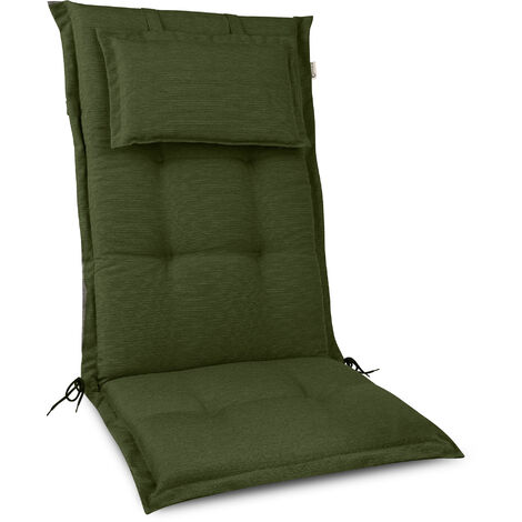 Beautissu HighLux HL - Cojín para sillas de balcón o Asiento Exterior con Respaldo Alto - 120x52x7 cm - Cojines para tumbonas y terrazas - Made in EU - Diferentes colores	Verde oscuro