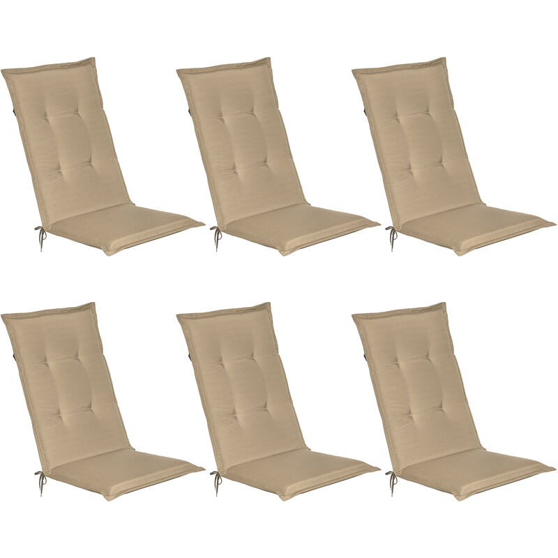 Loft hl Set di 6 Cuscini per Sedia a Sdraio 120x50x6cm Natura - Beautissu