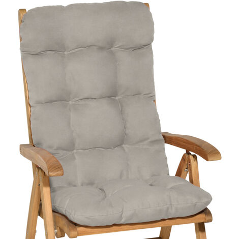 Fabriqué en Europe Dessin:Carrés anthracite Numéro:1 pièce Confortable rembourrage en mousse et housse 100% coton Coussin à dossier bas pour chaise fauteuil de jardin 100x50x8 cm ÖkoTex100 