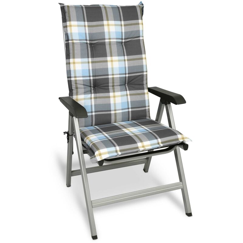 matelas coussin pour chaise fauteuil de jardin terrasse 120x50x6cm bleu - beautissu
