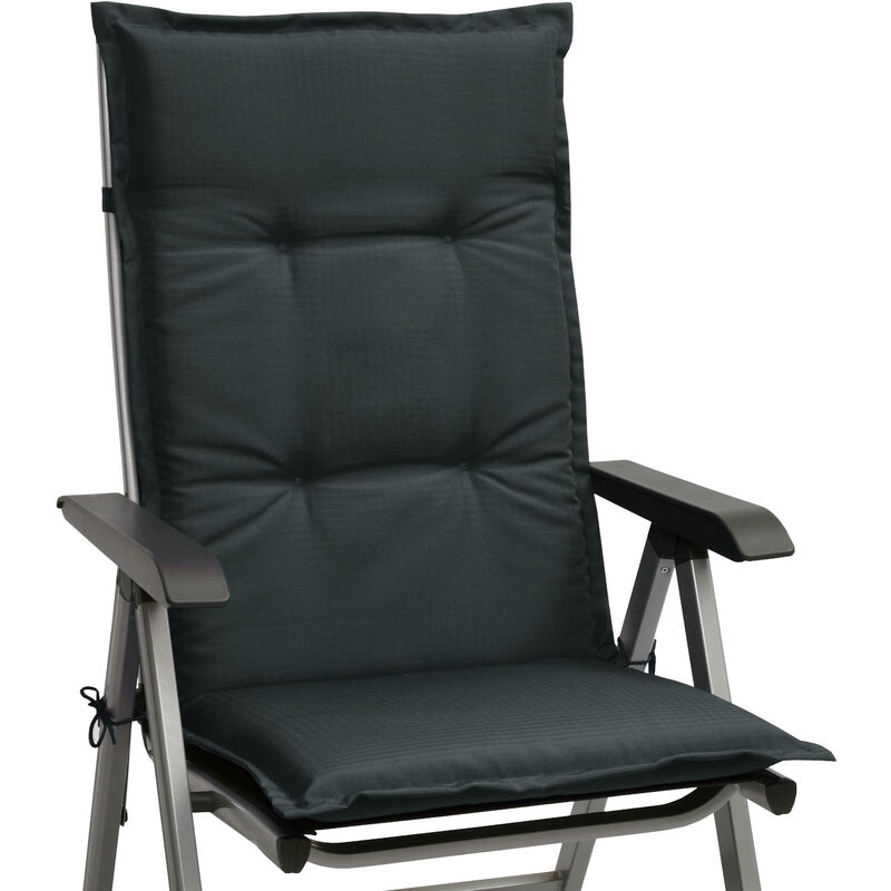 matelas coussin pour chaise fauteuil de jardin terrasse base hl chaise haut dossier 120x50x6cm graphite - beautissu
