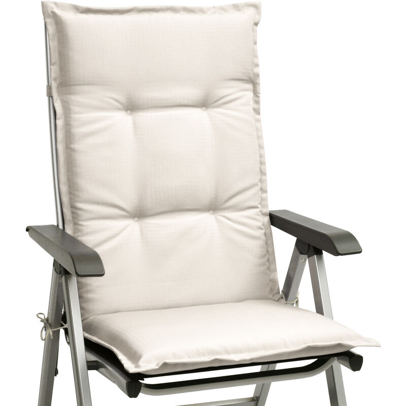 matelas coussin pour chaise fauteuil de jardin terrasse base hl chaise haut dossier 120x50x6cm nature - beautissu