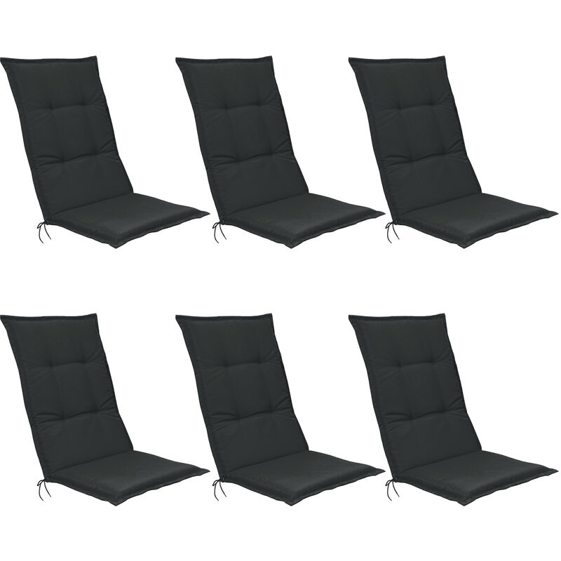 matelas coussin pour chaise fauteuil de jardin terrasse set de 6 base hl 120x50x6cm graphite - beautissu