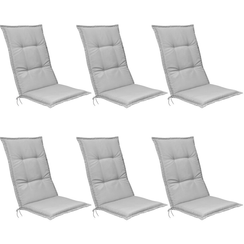 matelas coussin pour chaise fauteuil de jardin terrasse set de 6 base hl 120x50x6cm gris clair - beautissu