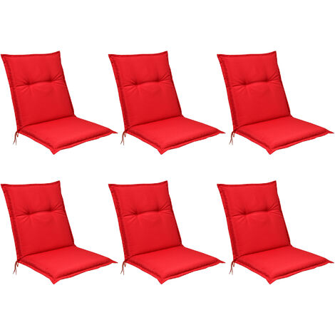 6 x Coussin pour chaise fauteuil de jardin 50x50x55cm - coussin de chaise  extérieur/intérieur Rouge