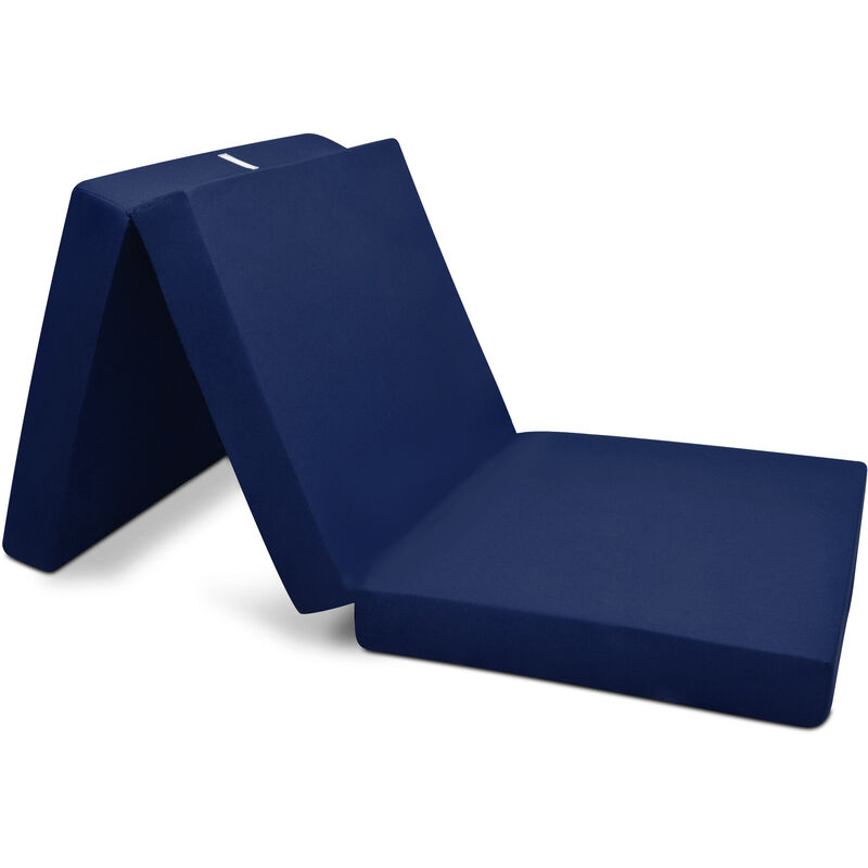 beautissu - pouf pliable campix - matelas pliant de voyage bleu foncé, 190x60x7 cm