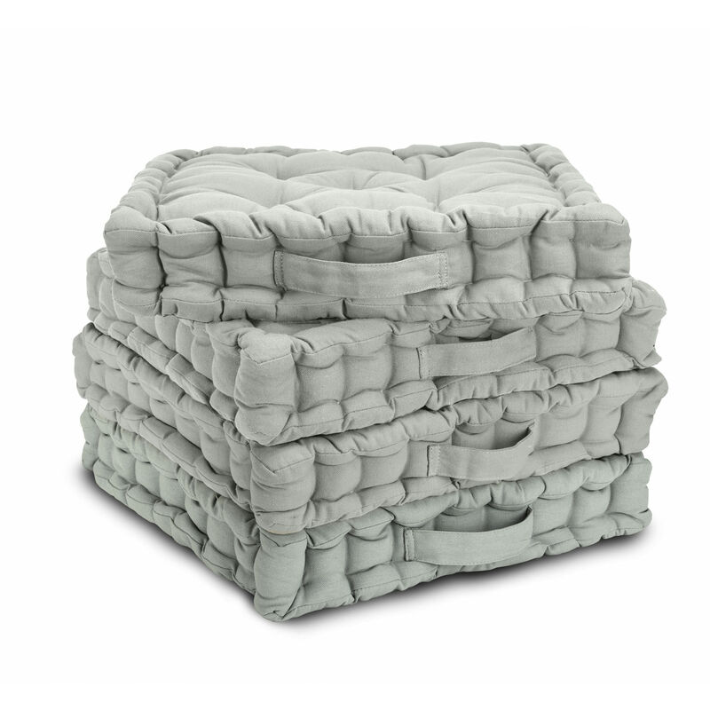 

Beautissu Set de 4 Cojines para Silla Mila Cojines de Suelo 40x40x8cm Gris claro