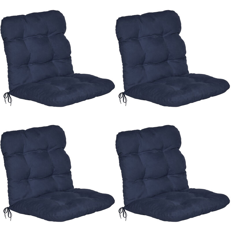 Beautissu - Set de 4 Coussin Flair nl - pour chaise fauteuil de jardin terrasse 100x50x8 cm Bleu foncé