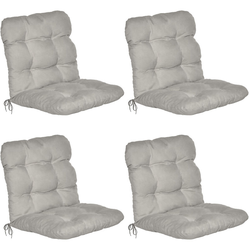 Beautissu - Set de 4 Coussin Flair nl - pour chaise fauteuil de jardin terrasse 100x50x8 cm Gris clair