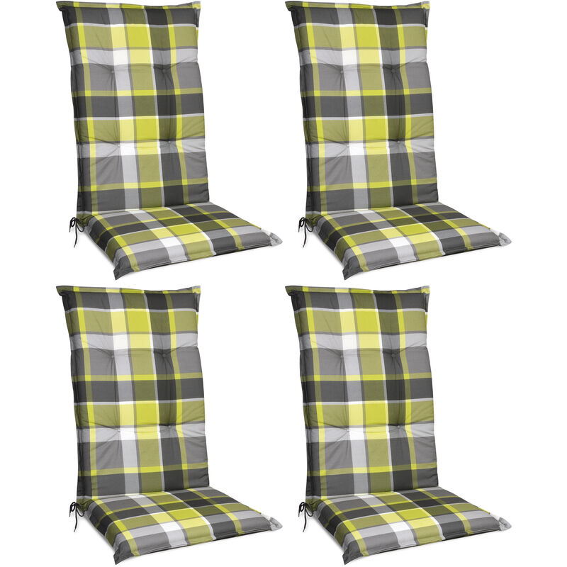 set de 4 matelas coussin pour chaise fauteuil de jardin 120x50x6cm vert - beautissu