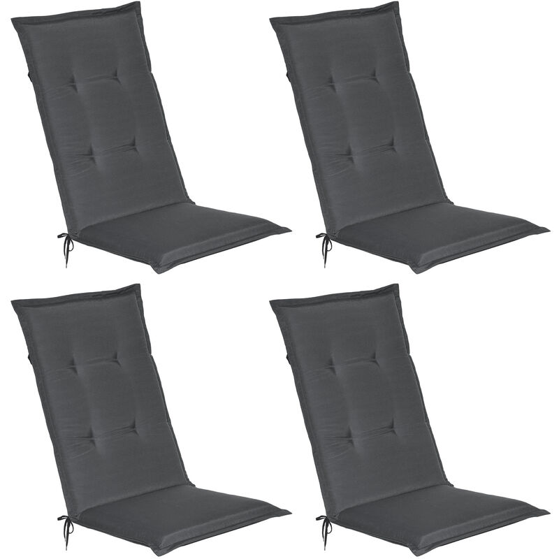 set de 4 matelas coussin pour chaise fauteuil de jardin terrasse loft hl 120x50x6 cm graphite - beautissu