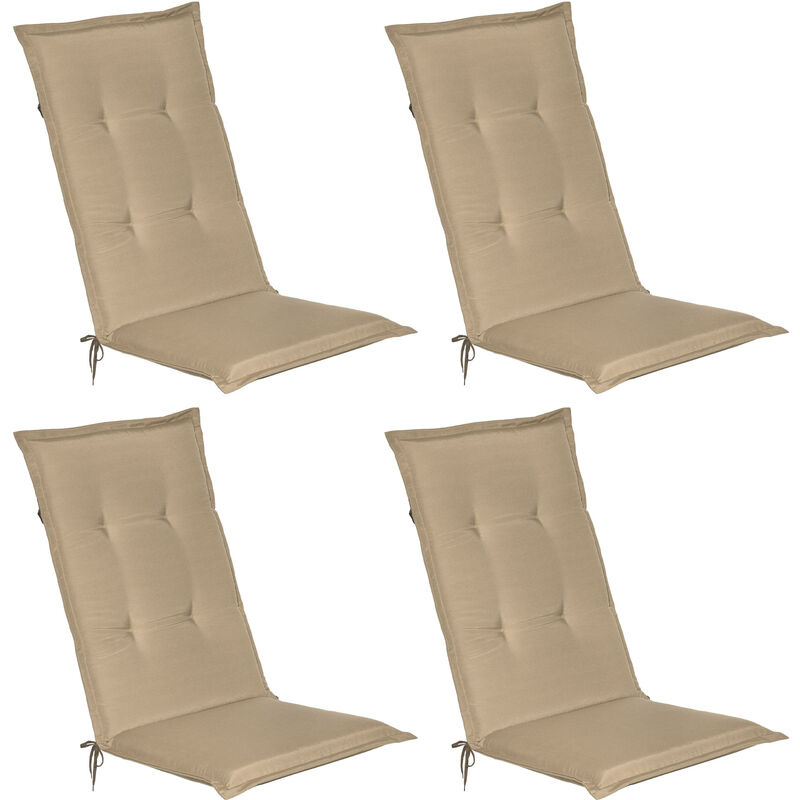 set de 4 matelas coussin pour chaise fauteuil de jardin terrasse loft hl 120x50x6 cm nature - beautissu