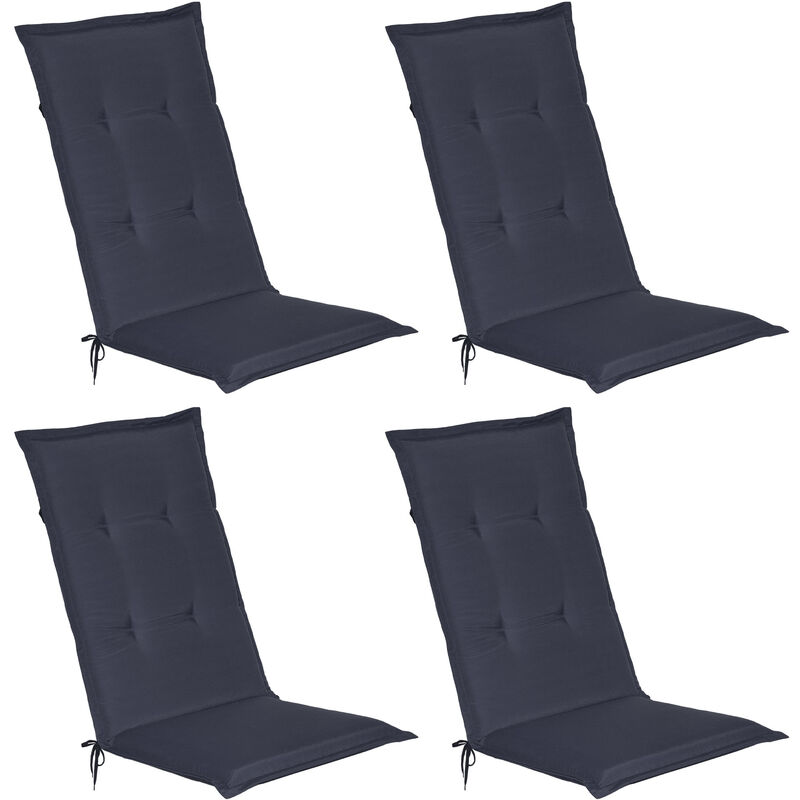set de 4 matelas coussin pour chaise fauteuil de jardin terrasse loft hl 120x50x6 cm bleu foncé - beautissu