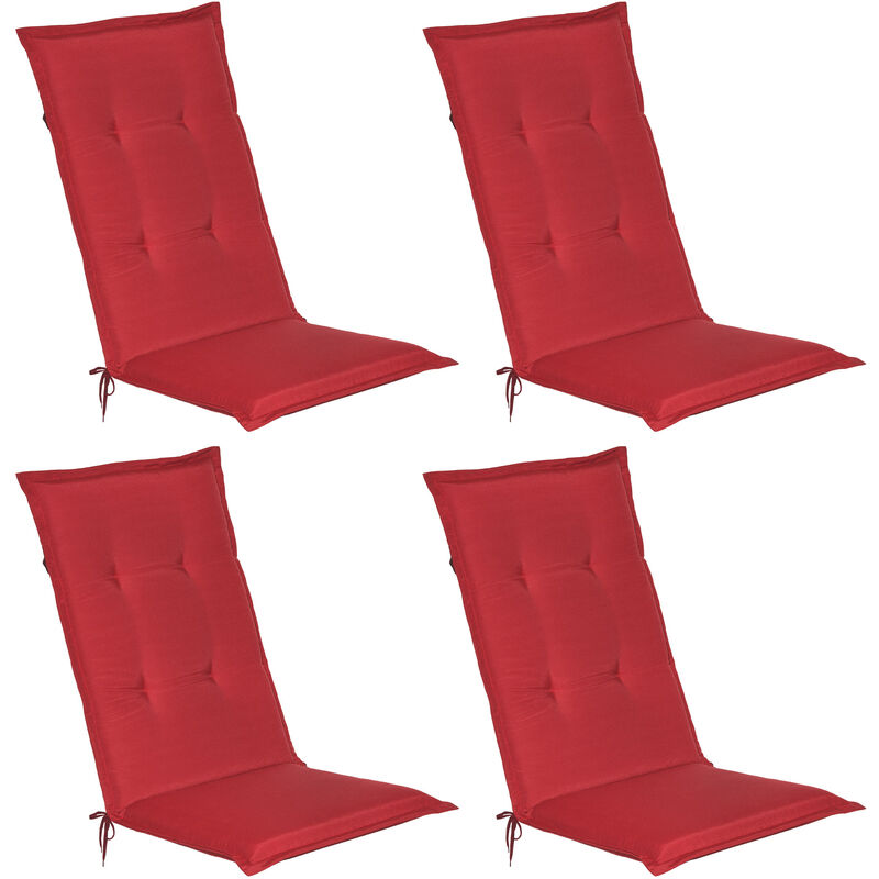 set de 4 matelas coussin pour chaise fauteuil de jardin terrasse loft hl 120x50x6 cm rouge - beautissu