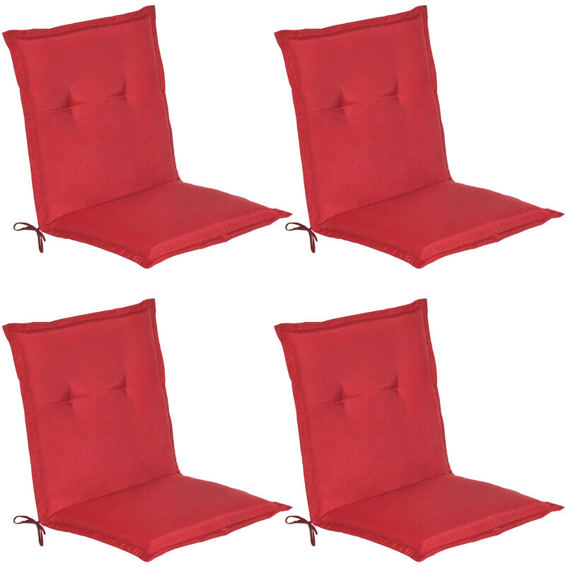 Beautissu Set de 4 Matelas Coussin pour Chaise Fauteuil de Jardin terrasse Loft NL 100x50x6 cm Rouge