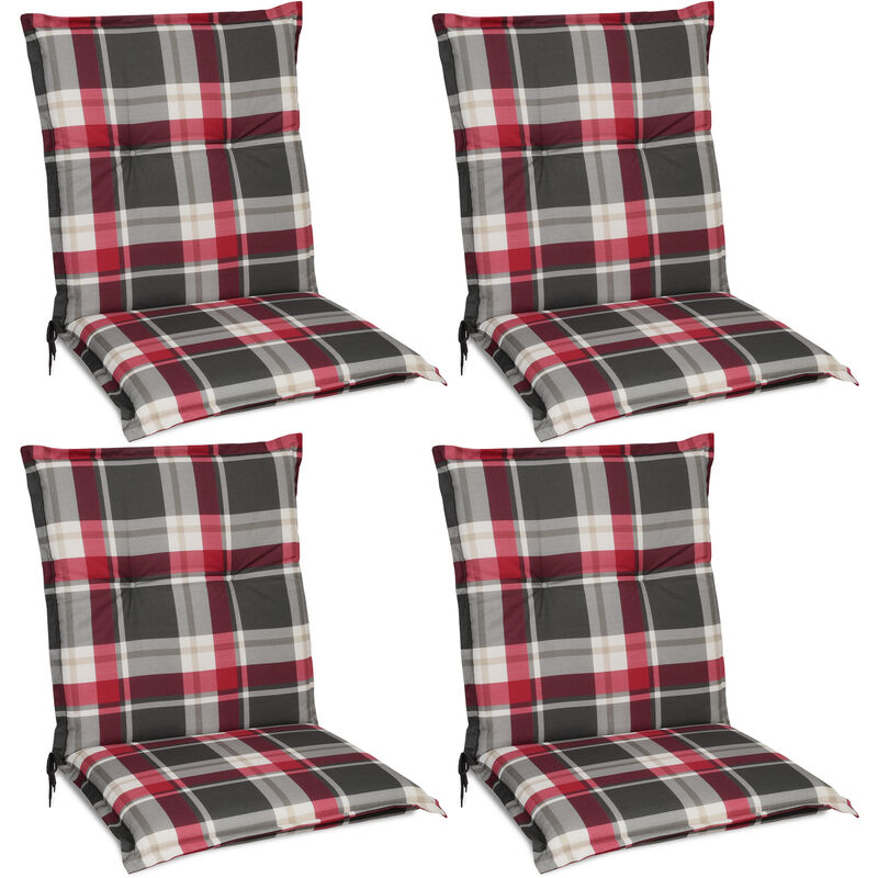 set de 4 matelas coussin pour chaise fauteuil de jardin terrasse sunny 100x50x6cm bordeaux - beautissu