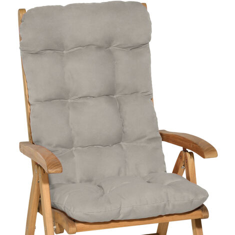 Beautissu Set di 2 Cuscini per Sedia a Sdraio Flair HL 120x50x8cm Extra Comfort per sedie reclinabili, spiaggine e poltrone	Grigio chiaro