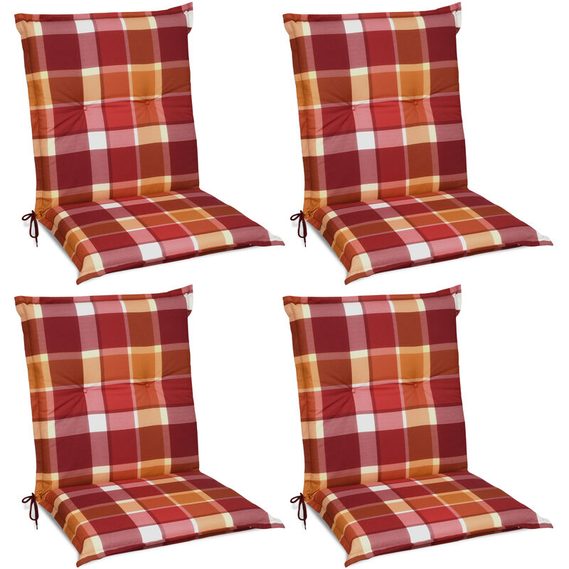 Set di 4 Cuscini per sedie da Giardino Sunny bk 100x50x6cm - Extra Comfort - Colori Resistente ai Raggi uv Rosso - Beautissu