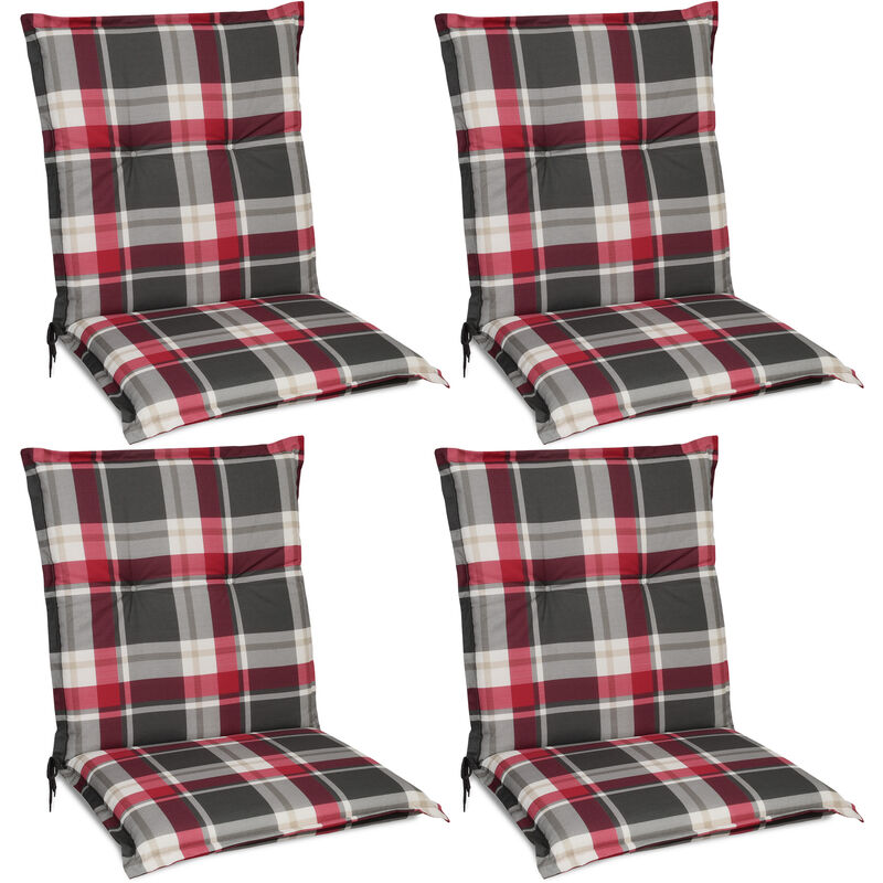 Beautissu - Set di 4 Cuscini per sedie da Giardino Sunny bk 100x50x6cm - Extra Comfort - Colori Resistente ai Raggi uv Bordeaux