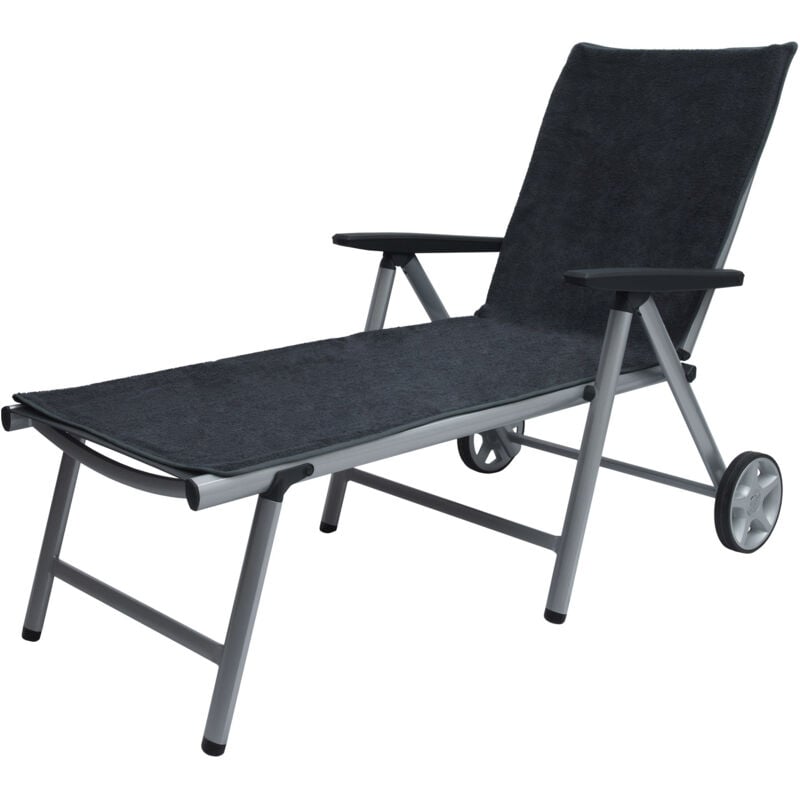 

XL Toalla Playa para Tumbona Marbella, Playa, Piscina, jardín Antideslizante Tejido Rizo Oeko-Tex Antracita, 200x70x0.5 cm - Beautissu