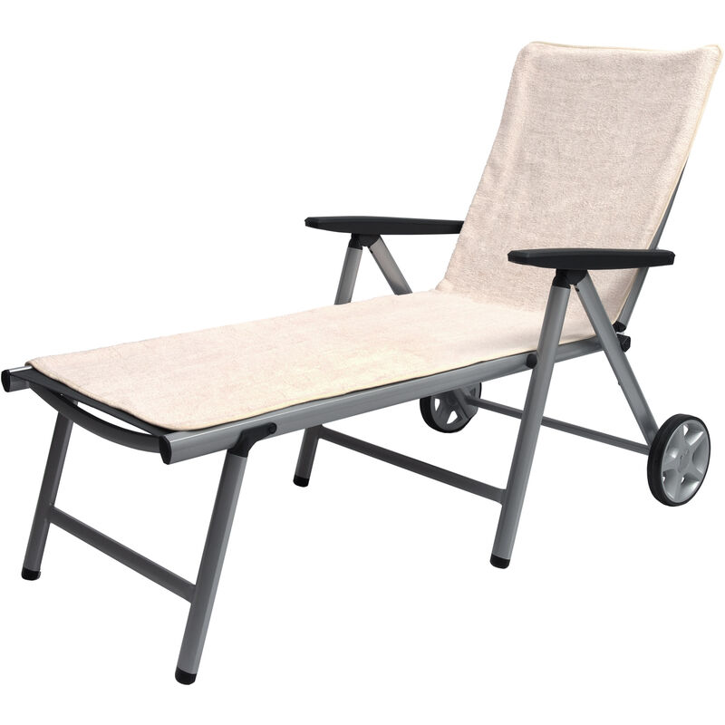 

XL Toalla Playa para Tumbona Marbella, Playa, Piscina, jardín Antideslizante Tejido Rizo Oeko-Tex Crema, 200x70x0.5 cm - Beautissu