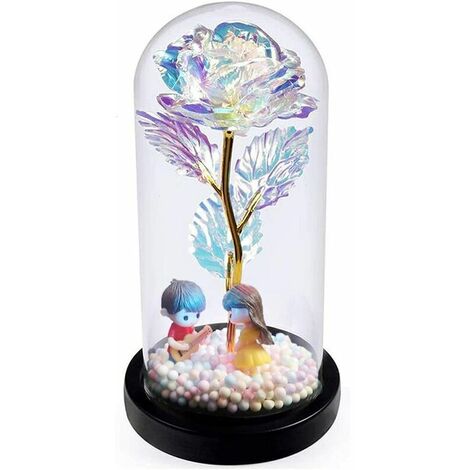Beauty and the Beast Rose, Enchanted Rose with LED Lights in Glass Dome Gift for Mother's Day Thanksgiving Mother's Day Birthday Valentine's Day