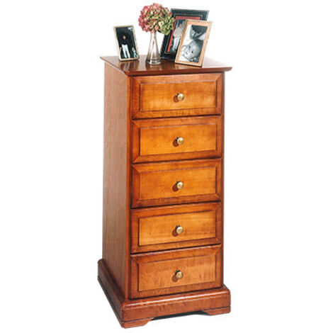 Beaux Meubles Pas Chers – Chiffonnier 5 tiroirs en merisier Louis Philippe – Dimensions L 44,2 cm H 93,7 cm P 41 cm – Quincaillerie métal doré vieilli