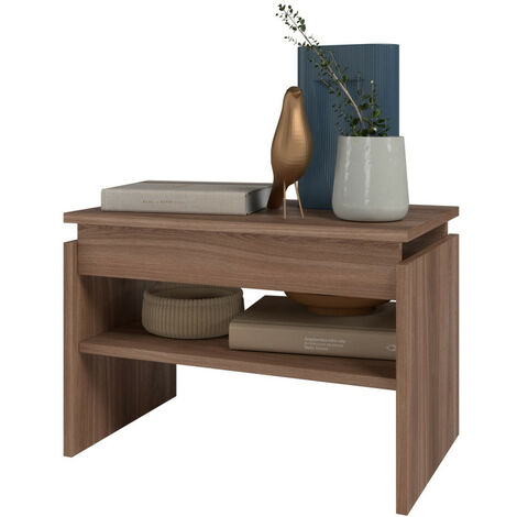 Beaux Meubles Pas Chers – Table basse rectangulaire châtaignier – 2 niches accessibles – Dimensions L 53.5 x H 37 x P 33 cm – Bois certifié FSC