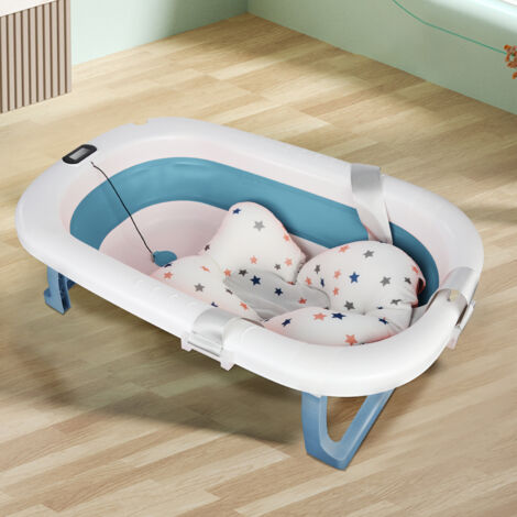 Bébé Baignoire Pliable avec Pieds Portable Antidérapant pour 0-6 ans bébé bleu
