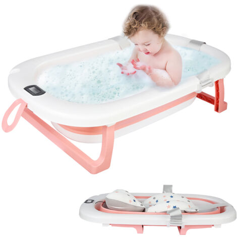 Bébé Baignoire Pliable avec Pieds Portable Antidérapant pour 0-6 ans bébé rose