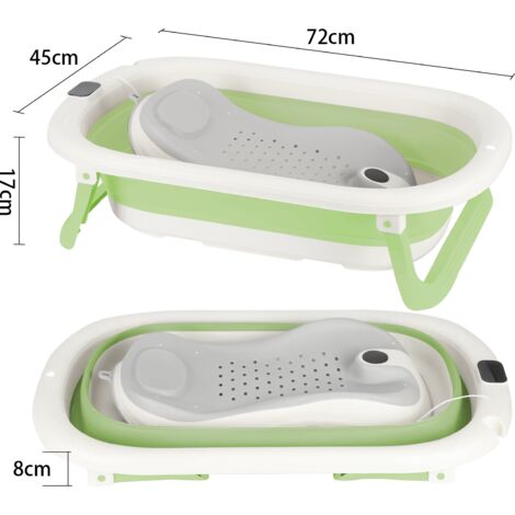 Bébé Baignoire Portable Avec support de bain Bébé Pliable Bain Sûr  Avec affichage de la température 0-3 Ans