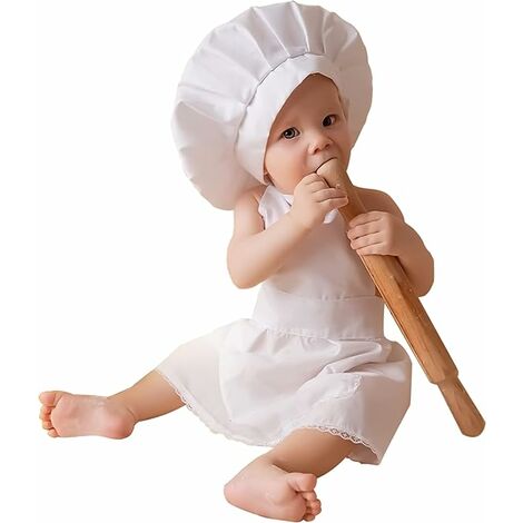 Bébé blanc Chef Costume nouveau-né photographie accessoire bébé uniforme Costume Photo accessoires tenues chapeau tablier boulangerie Chef