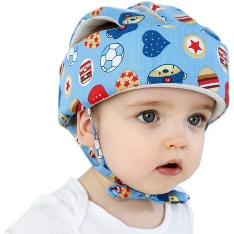 Bébé Casque de Protection Coton Respirant Casque de Sécurité Anti-chute Chapeau Anti-collision Infantile Chapeau de Protection de Tête Ajustable pour Enfant 0-5 Ans Apprendre à Ramper et Marcher，