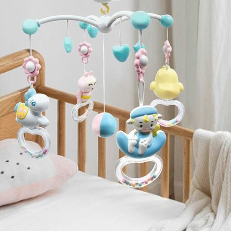 Bébé mobile hochets jouets suspendus rotatif berceau lit cloche boîte à  musique avec fonction de synchronisation projecteur et lumières